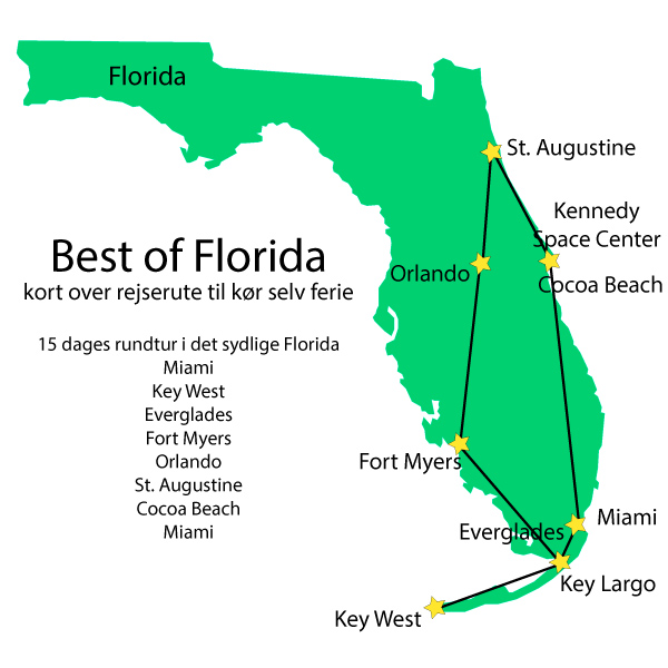 Kort,Rejserute,Best of Florida