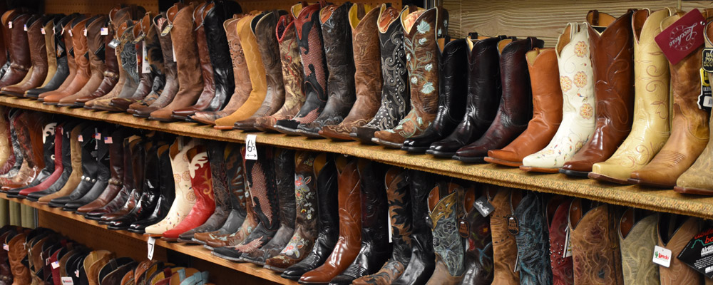 Cowboy boots,on,display