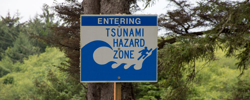 Tsunami,Skilt,Skov,Oregon
