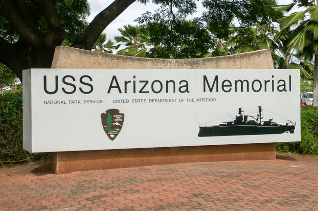 Skilt,USS Arizona Memorial,Pearl Habor, Hawaii