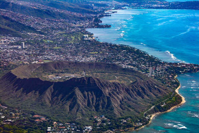 Diamond Head,Luften,Hawaii,Vulkankrater,Honolulu